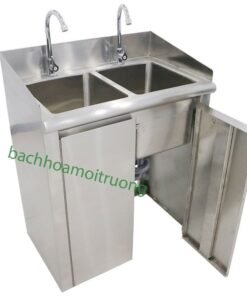 Chậu rửa tay tiệt trùng 2 hố sử dung chất liêu inoxe 304 chắc chắn bền đẹp không rỉ
