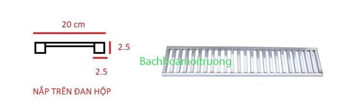 Thiết kế và kích thước thước của một mẫu nắp rãnh thoát nước inox tại Bách Hóa Môi Trường