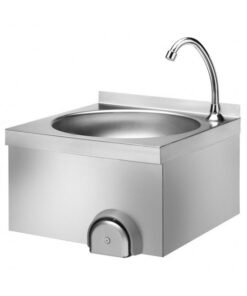 Bồn rửa inox treo tường sử dụng vòi nhấn gối hiện đại