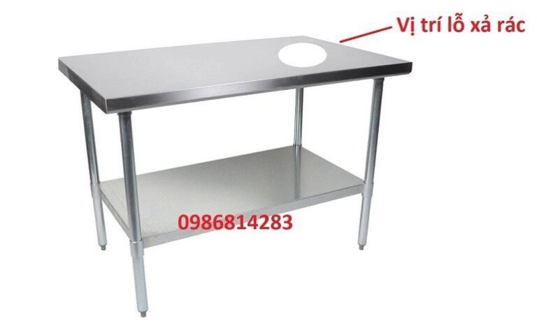 Đặc điểm chính của bàn bếp có lỗ xả là thiết kế lỗ xả rác ngay trên mặt bàn