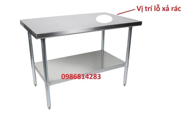 Đặc điểm chính của bàn bếp có lỗ xả là thiết kế lỗ xả rác ngay trên mặt bàn